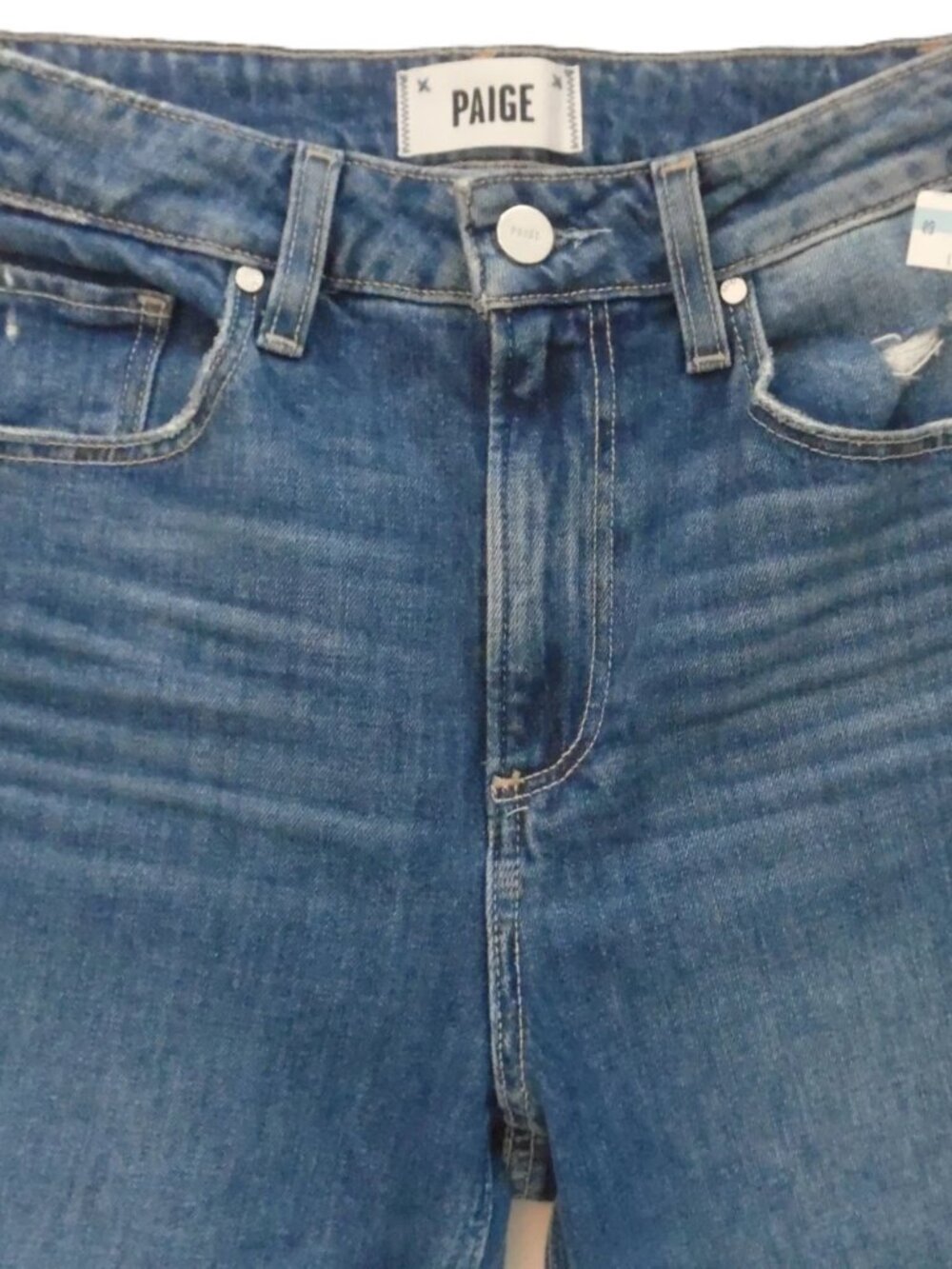NWOT Paige Sarah Slim Jeans High Rise Ankle Stretch In Briony Destructed Size 25 - Picture 7 of 12